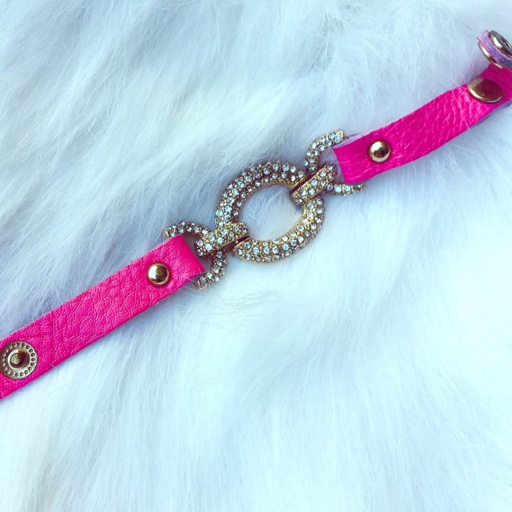 Pink Pave Leather Bracelet NWOT