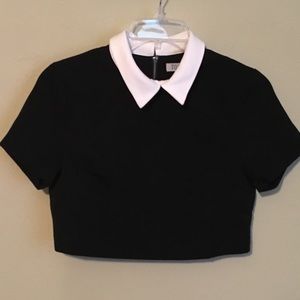 Black Collard Crop Top