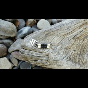 Arrowhead Earrings w/ Black Lava Beads