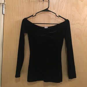 Garage Off-The-Shoulder Crushed Velvet Top