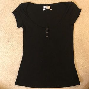 UO black t shirt quarter button