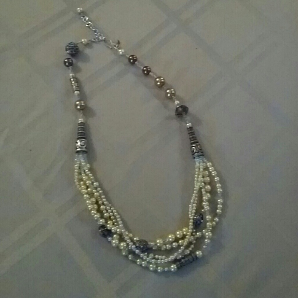 Multi strand mixed bead necklace