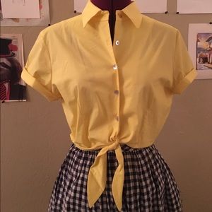 Vintage Yellow Tie Blouse