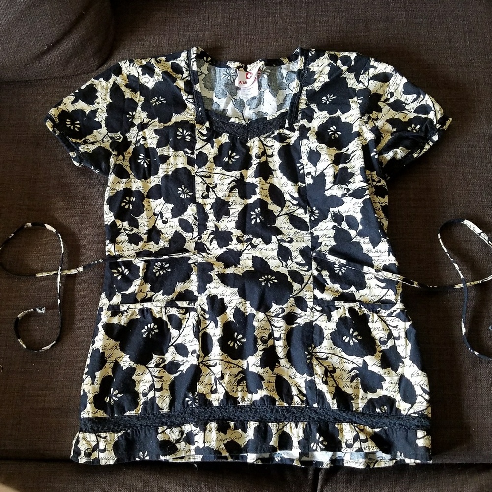 White Cross Scrub Top