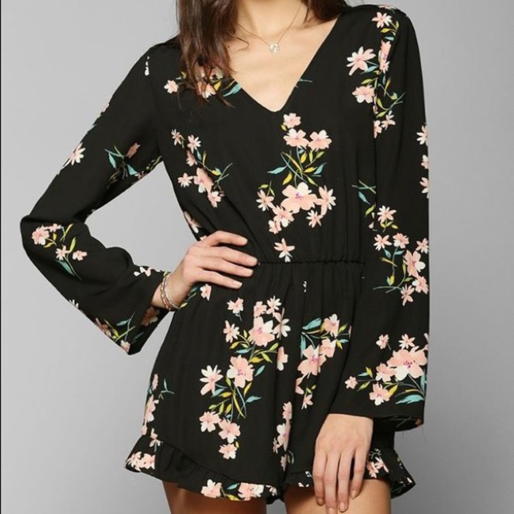 Urban Outfitters Floral Ruffle-Short Romper