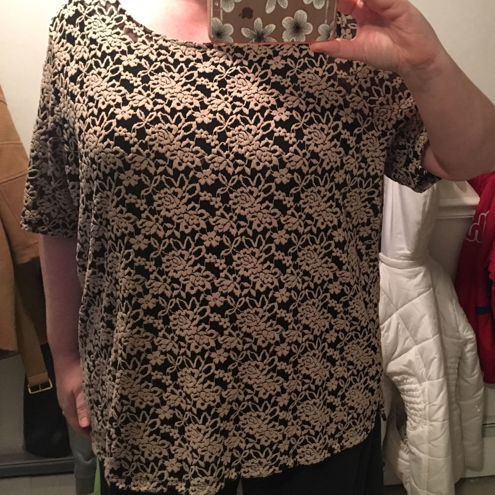 Tan and black dress top