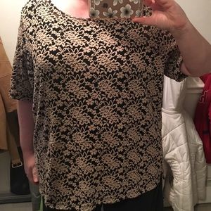 Tan and black dress top