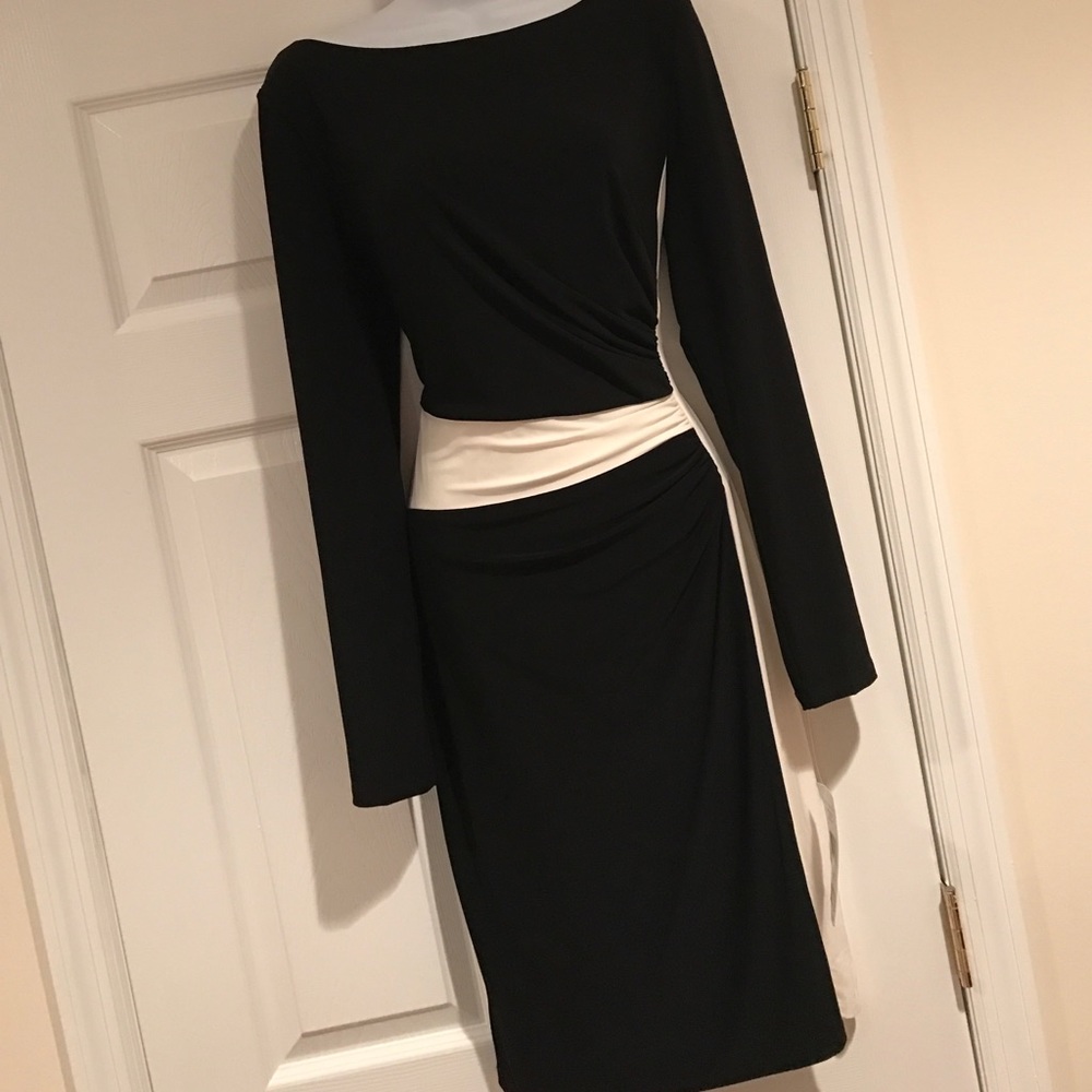 Long Sleeve Black&White Lauren Ralph Lauren Dress