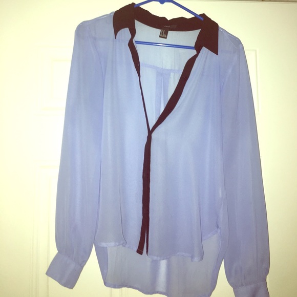 Light Pale Blue Sheer Long Sleeve Blouse 💙 - Picture 3 of 4