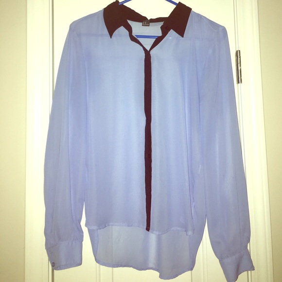 Light Pale Blue Sheer Long Sleeve Blouse 💙 - Picture 4 of 4