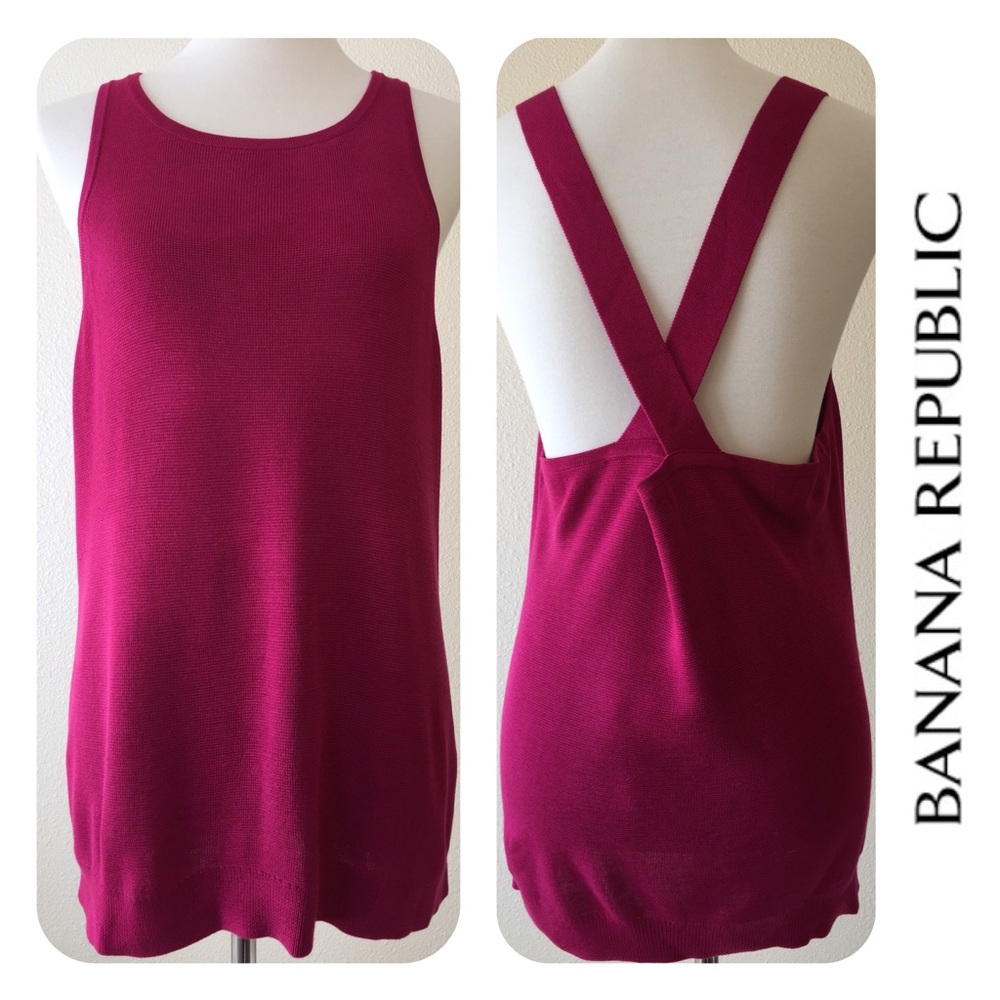 BANANA REPUBLIC CROSS BACK PINK SWEATER TANK TOP