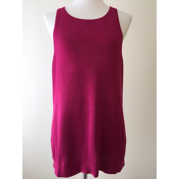 BANANA REPUBLIC CROSS BACK PINK SWEATER TANK TOP - Picture 2 of 5