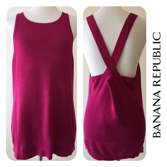 BANANA REPUBLIC CROSS BACK PINK SWEATER TANK TOP - Picture 5 of 5