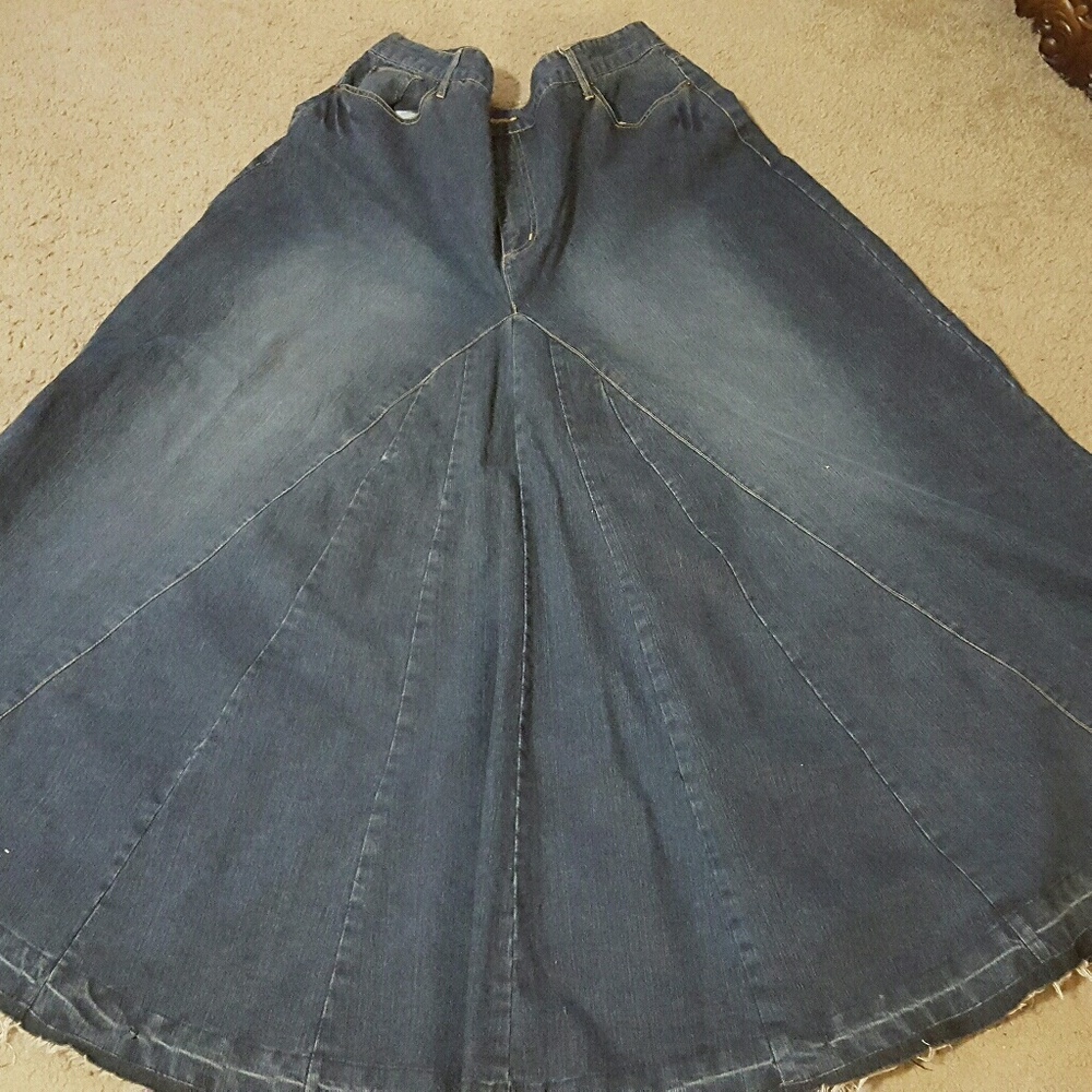 Heavy, long jean skirt