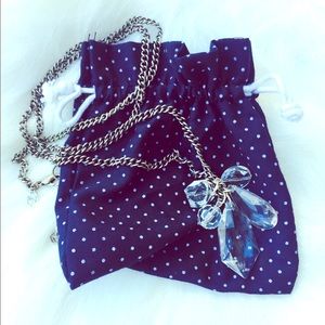 AEO Silver Crystal Long Necklace NWOT