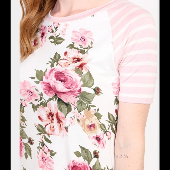 ***SOLD OUT*** Brand new! Raglan floral blush tee, one L left! - Picture 5 of 6