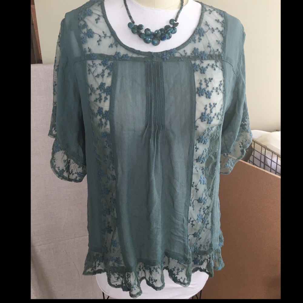 Lace chiffon boho top