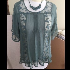 Lace chiffon boho top