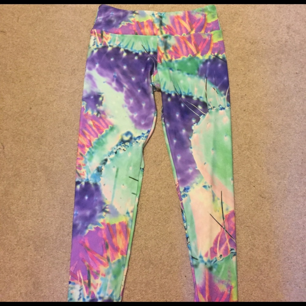 Cactus print leggings, worn once