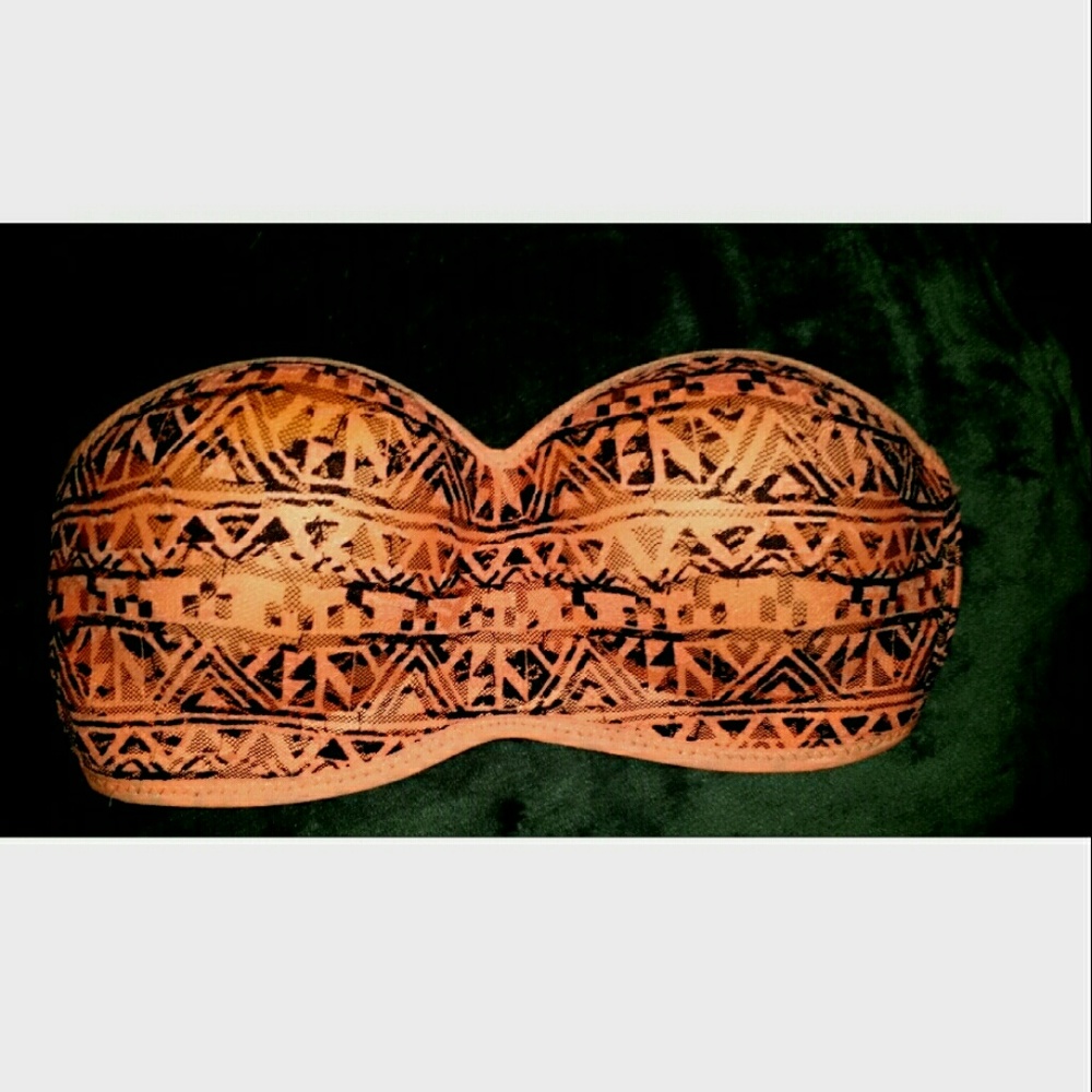 Black Fuchsia Summer push up bandeau bra