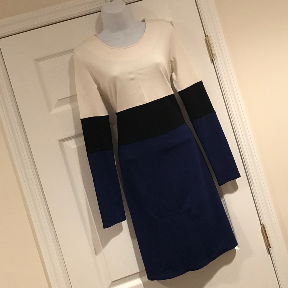 Long Sleeve Color Block Dress Size L