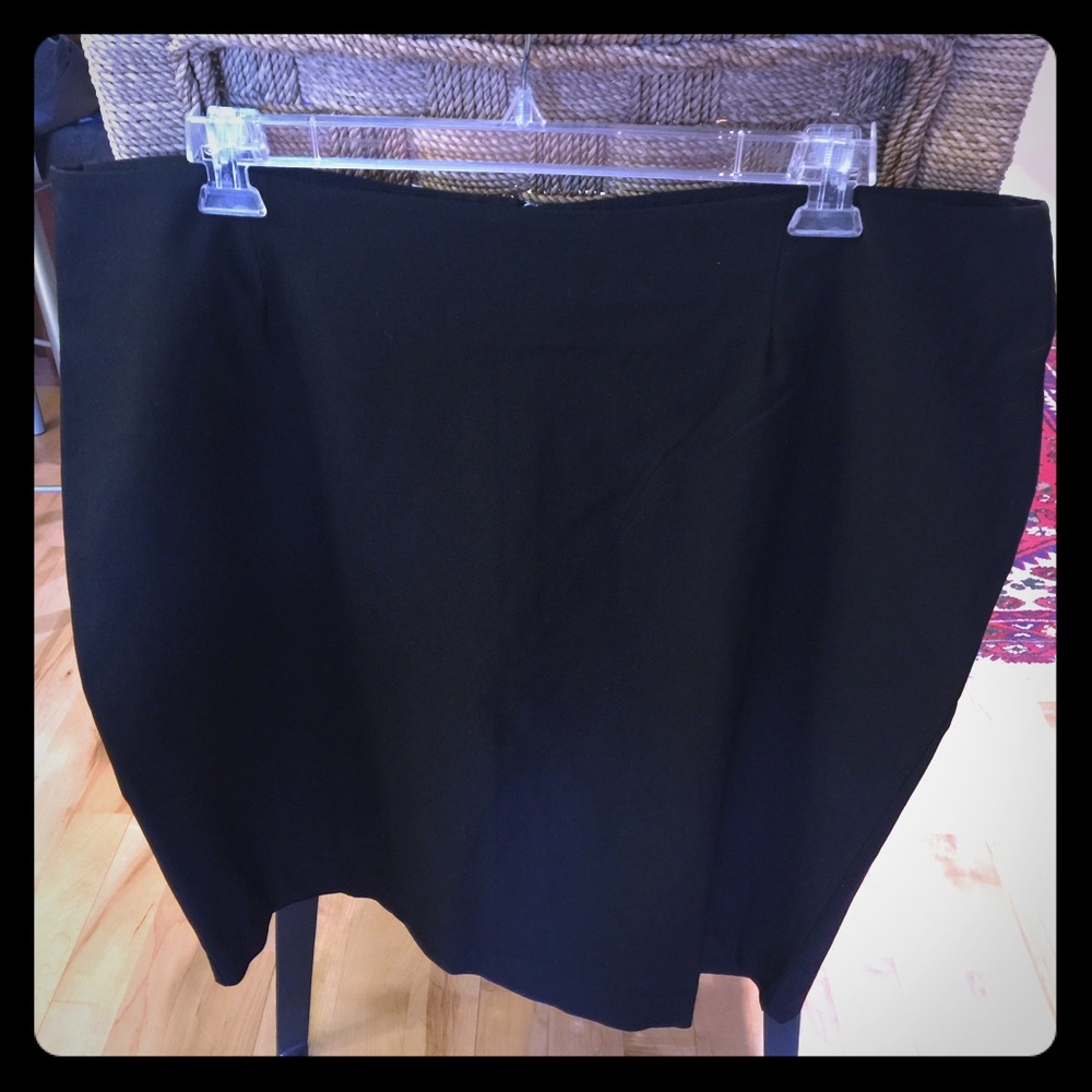 Black Zip Back Stretch Pencil Skirt Plus Size