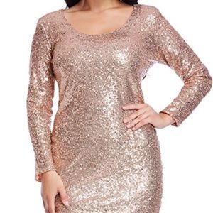 Rose gold sequins evening dress
