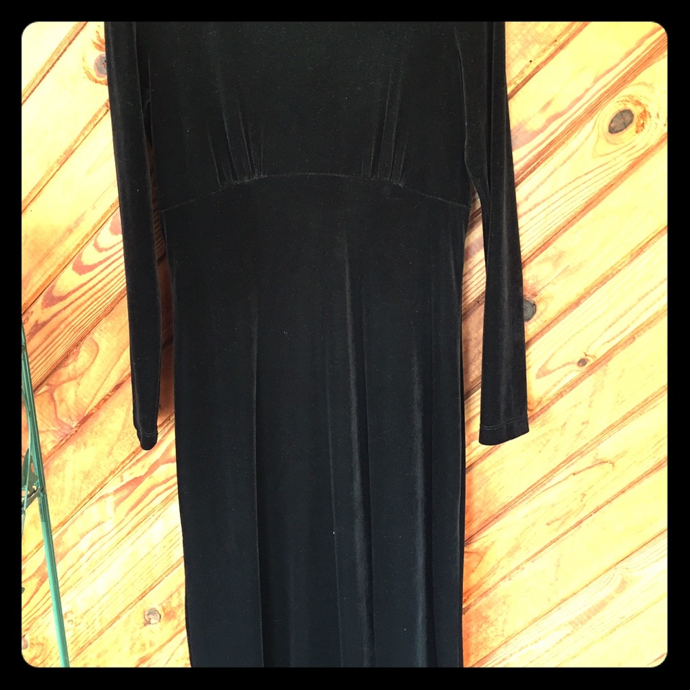 Large black velvet/velour dress.
