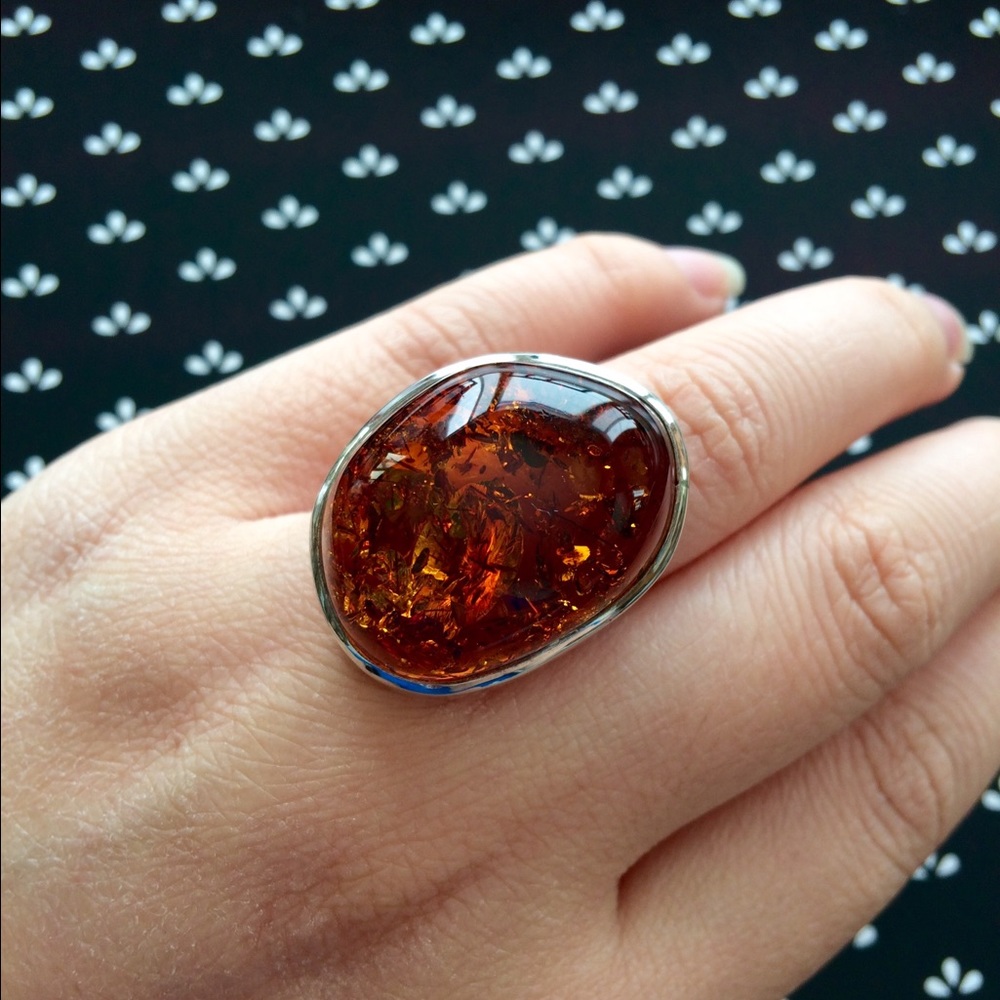 NEW- 925 Sterling Silver with Genuine Amber