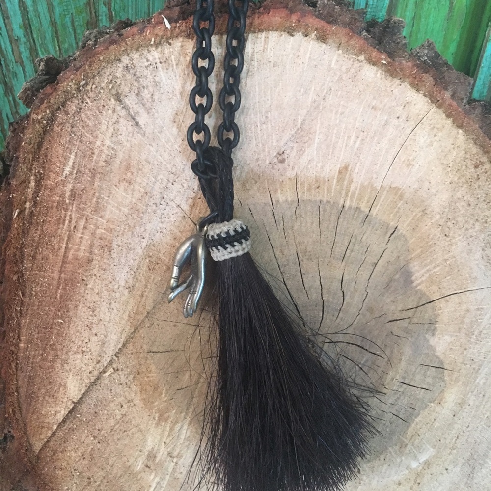 Chan Luu Horsehair & Om Hand Charm Necklace