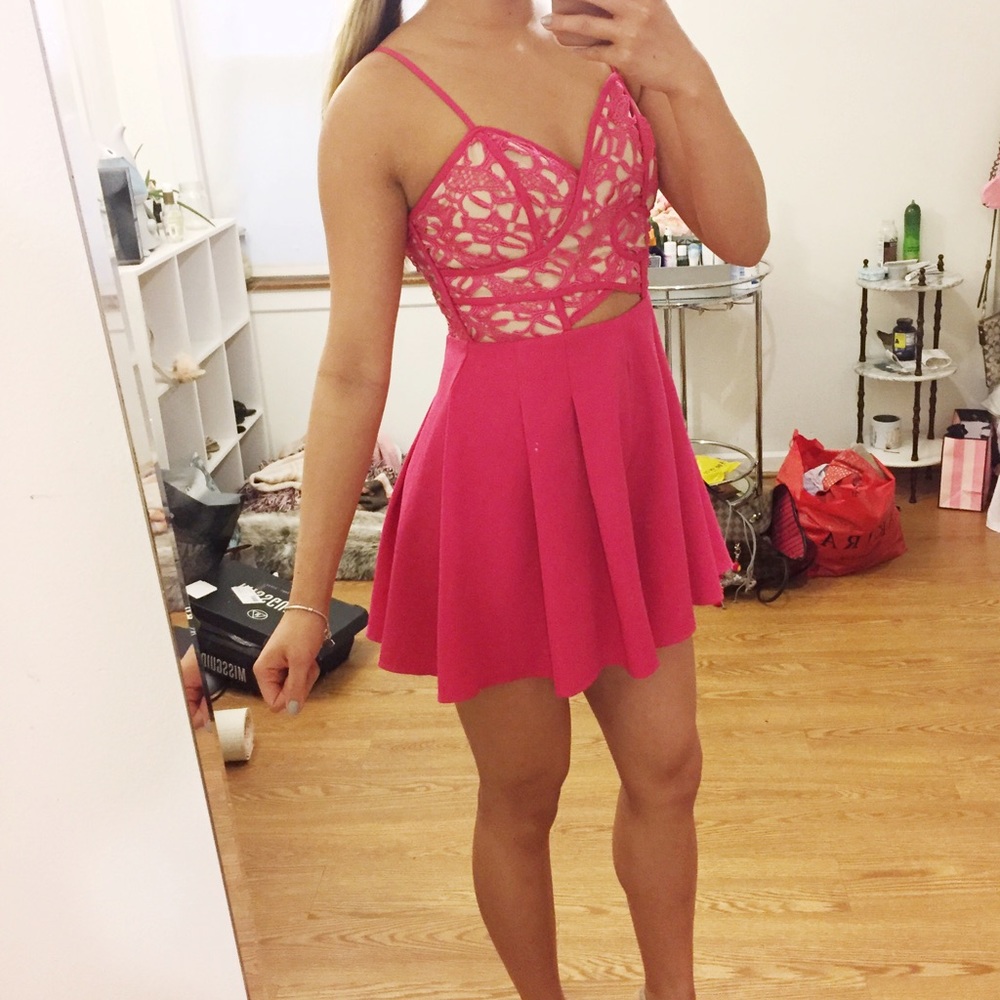 Pink lace formal summer romper