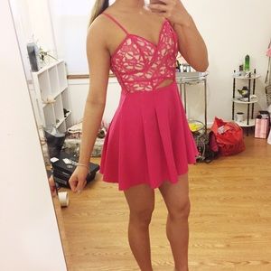 Pink lace formal summer romper