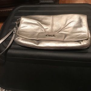 Coach Silver Wristlet Clutch