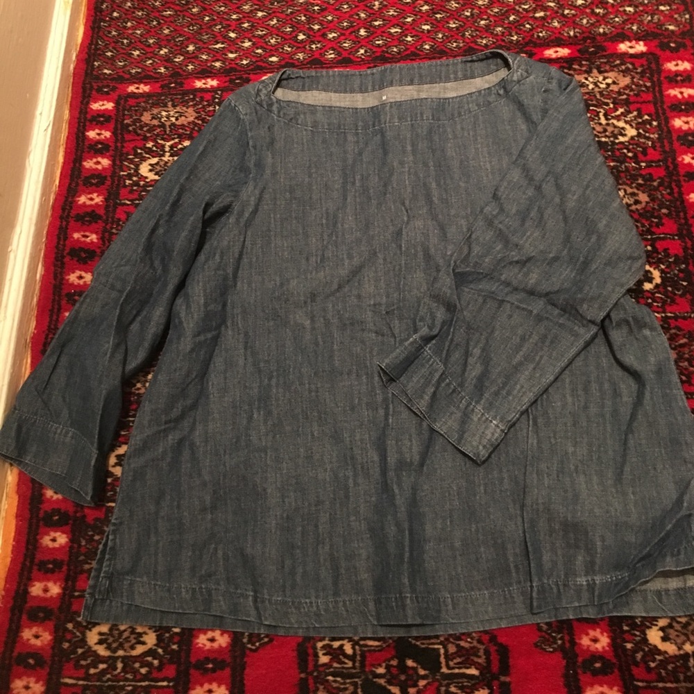 Muji Denim Boatneck Smock Top