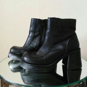 Vintage Leather Platform Booties