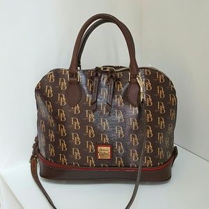 Dooney & Bourke Brown Zip Zip domed bowler bag