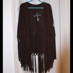 Reba Leather Fringe Shawl