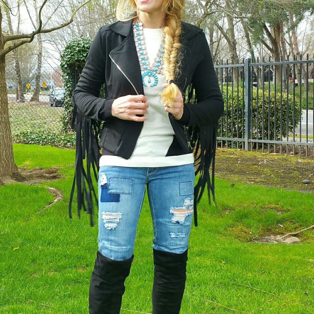 FRINGED detail Moto jacket - Picture 4 of 4