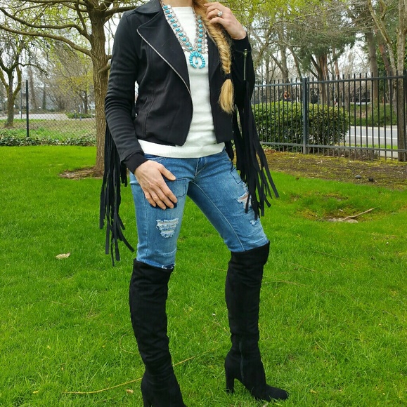 FRINGED detail Moto jacket - Picture 3 of 4