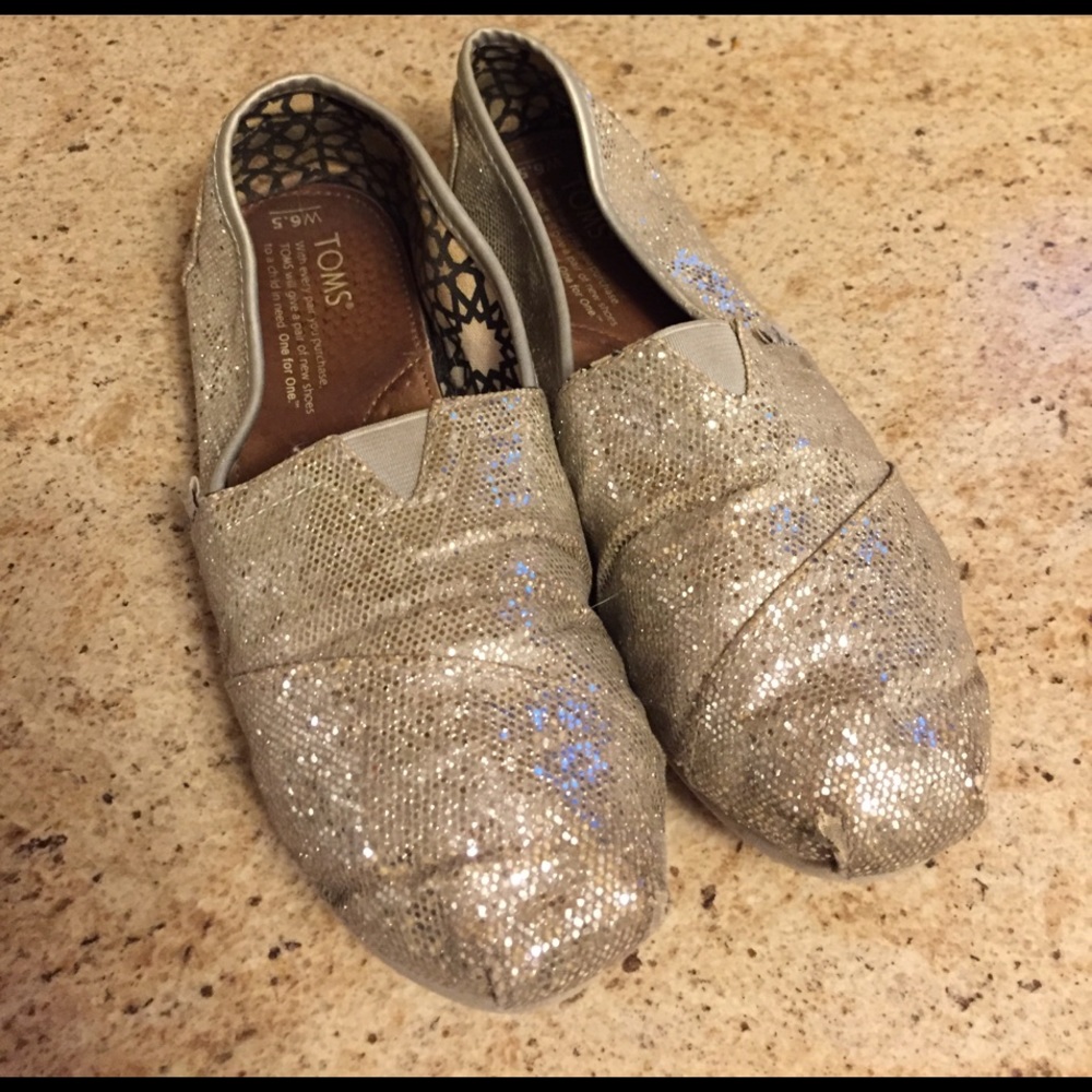 Silver Sparkly TOMS