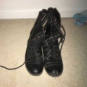 Black combat boots