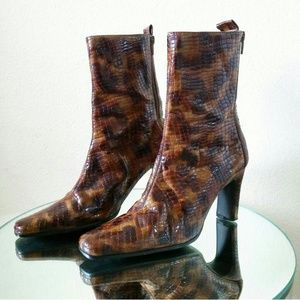 Vintage Croc Embossed Tall Boots