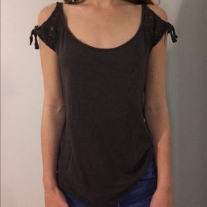 Grey cold shoulder top