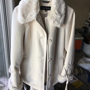 Platinum Utex Women's White Winter Coat Fur Lined