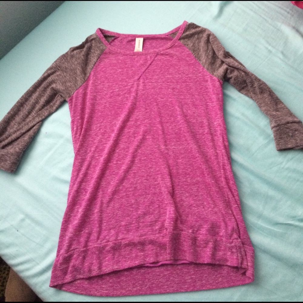 Purple shirt, half sleeve also fairly new.