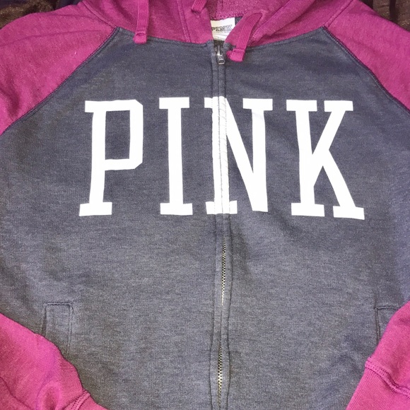 Sale🎉Victoria Secret PINK logo zip hoddie Sz s - Picture 2 of 4