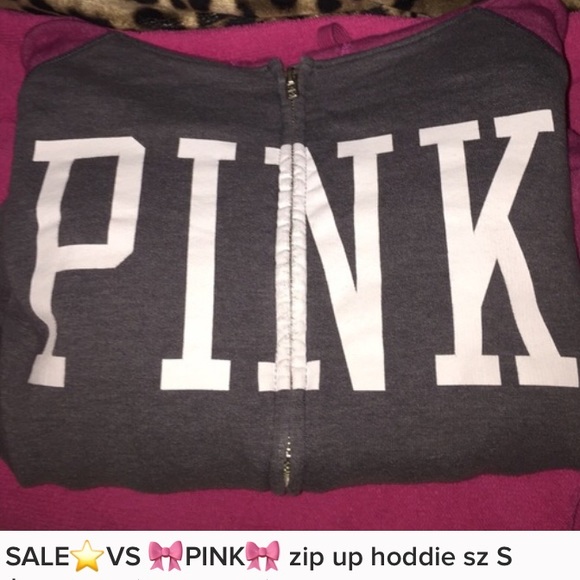 Sale🎉Victoria Secret PINK logo zip hoddie Sz s - Picture 4 of 4