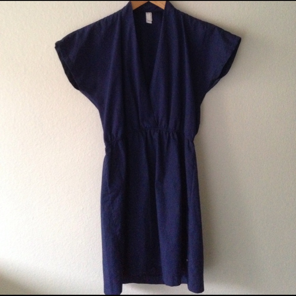 American Apparel Poplin Deep V Dress
