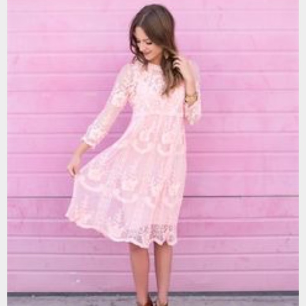 Boutique Blush Lace Dress