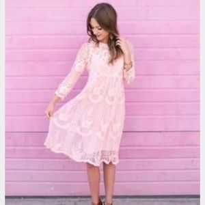 Boutique Blush Lace Dress